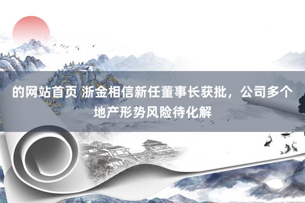 的网站首页 浙金相信新任董事长获批，公司多个地产形势风险待化解
