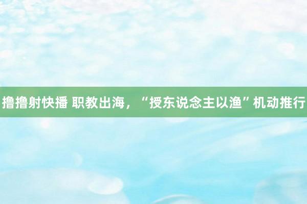 撸撸射快播 职教出海，“授东说念主以渔”机动推行