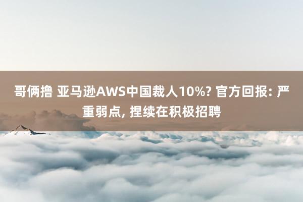 哥俩撸 亚马逊AWS中国裁人10%? 官方回报: 严重弱点, 捏续在积极招聘