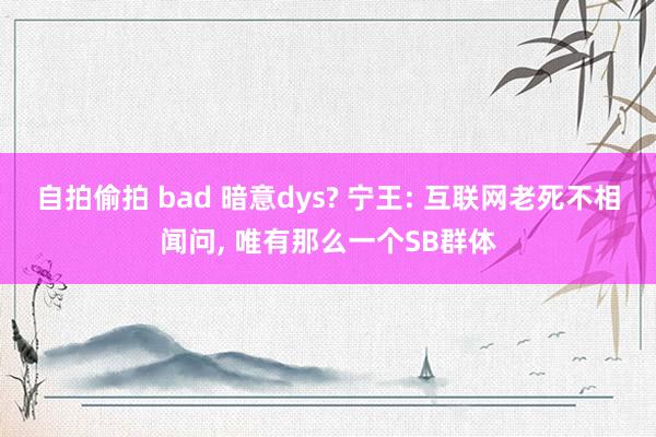 自拍偷拍 bad 暗意dys? 宁王: 互联网老死不相闻问, 唯有那么一个SB群体