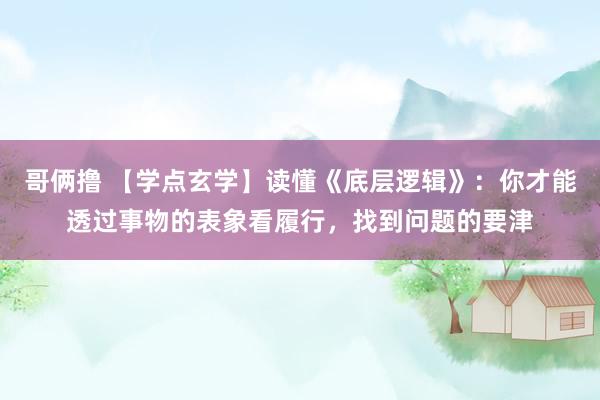 哥俩撸 【学点玄学】读懂《底层逻辑》：你才能透过事物的表象看履行，找到问题的要津